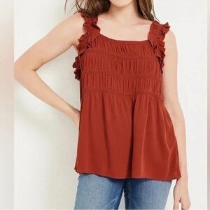 Maurices Brown Sleeveless Ruffled Tank Top